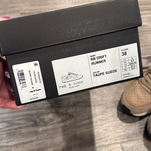 Rag & Bone Retro Drift Runner Suede Taupe NEW IN BOX Sz 38 Women’s US 8 Sneakers - Picture 3 of 13